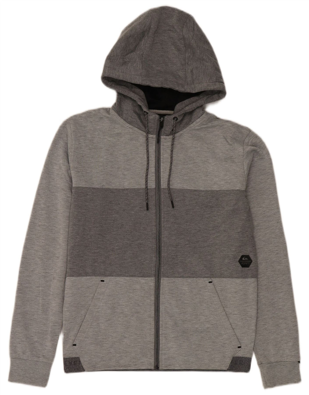 Quiksilver Mens Zip Hoodie Sweater Small Grey Colourblock Polyester