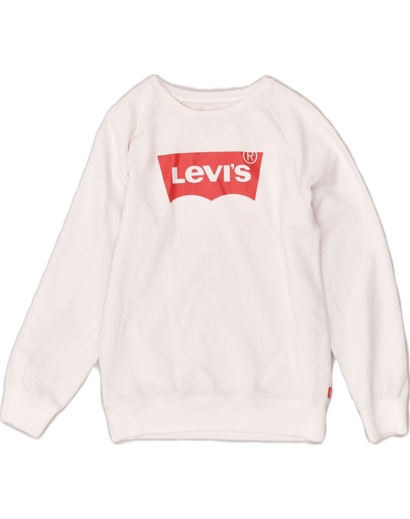 LEVI'S Boys Graphic Sweatshirt Jumper 13-14 Years White Cotton | Vintage Levi's | Thrift | Second-Hand Levi's | Used Clothing | Messina Hembry 