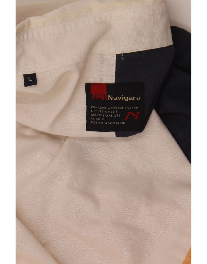 Navigare Mens Short Sleeve Shirt Large Orange Colourblock