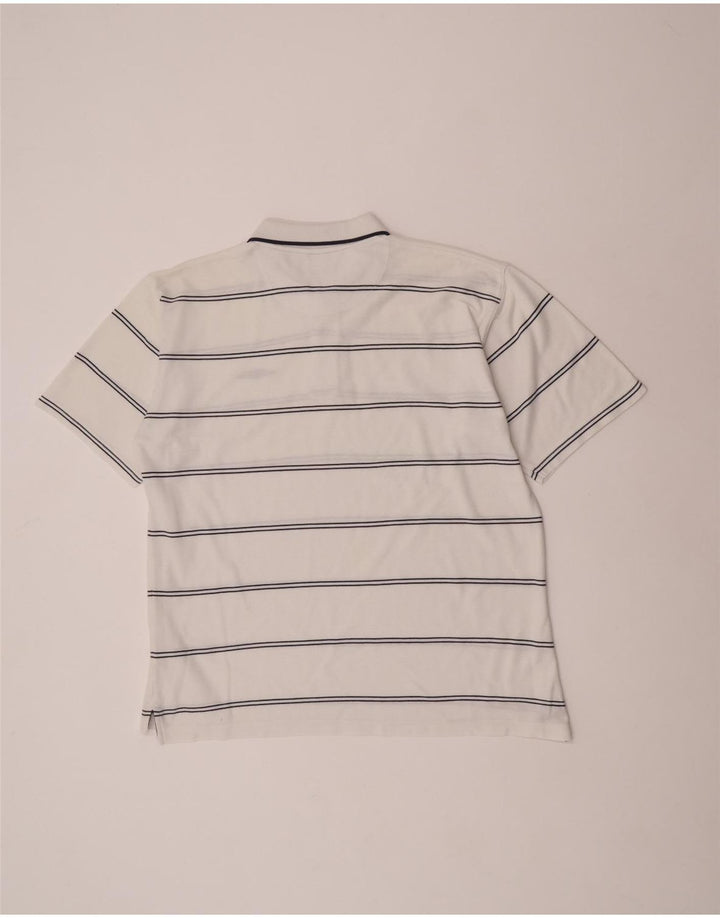 Umbro Mens Polo Shirt XL White Striped Cotton