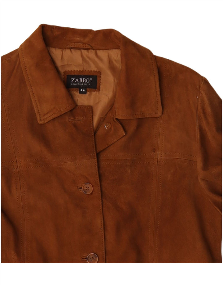Zarro Womens Suede Jacket IT 44 Medium Brown Leather