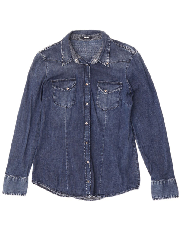 Gas Womens Denim Shirt UK 14 Large Blue Cotton