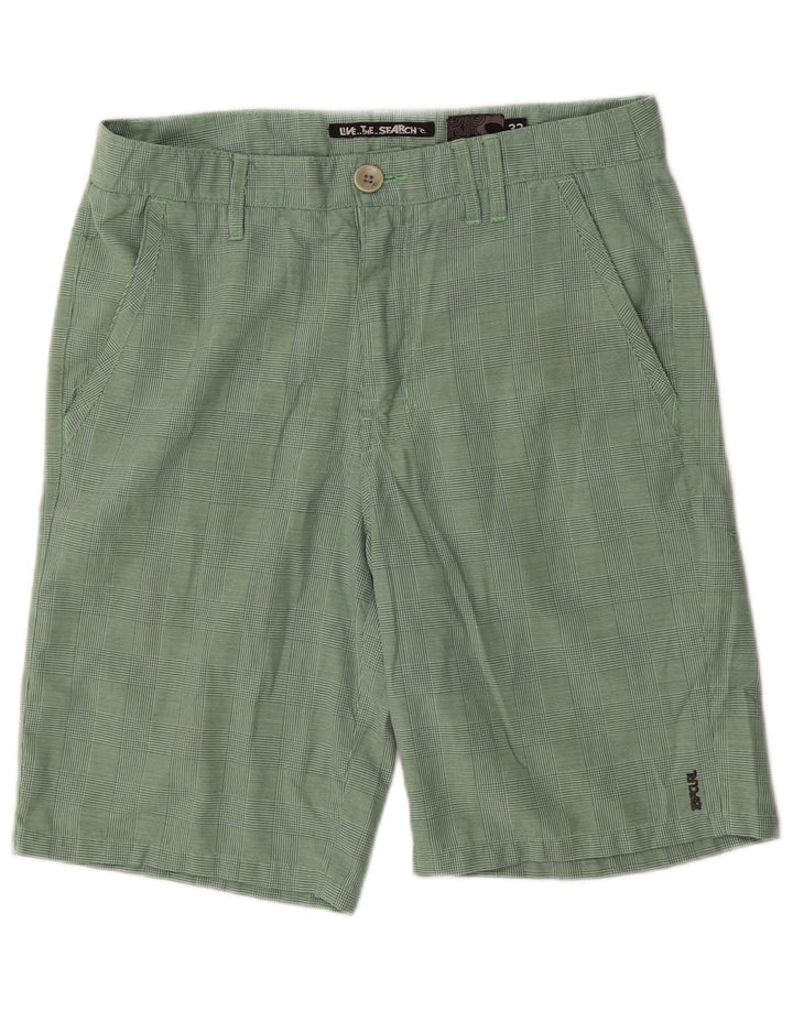 Rip Curl Mens Cargo Shorts W32 Medium Green Check Polyester