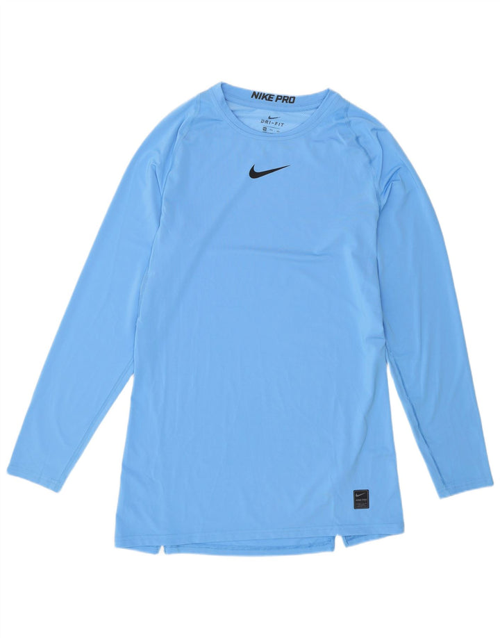 Nike Mens Dri Fit Top Long Sleeve 2XL Blue Polyester