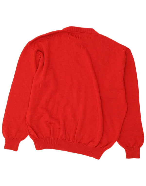 Bizzarro Mens Crew Neck Jumper Sweater IT 52 XL Red Argyle/Diamond