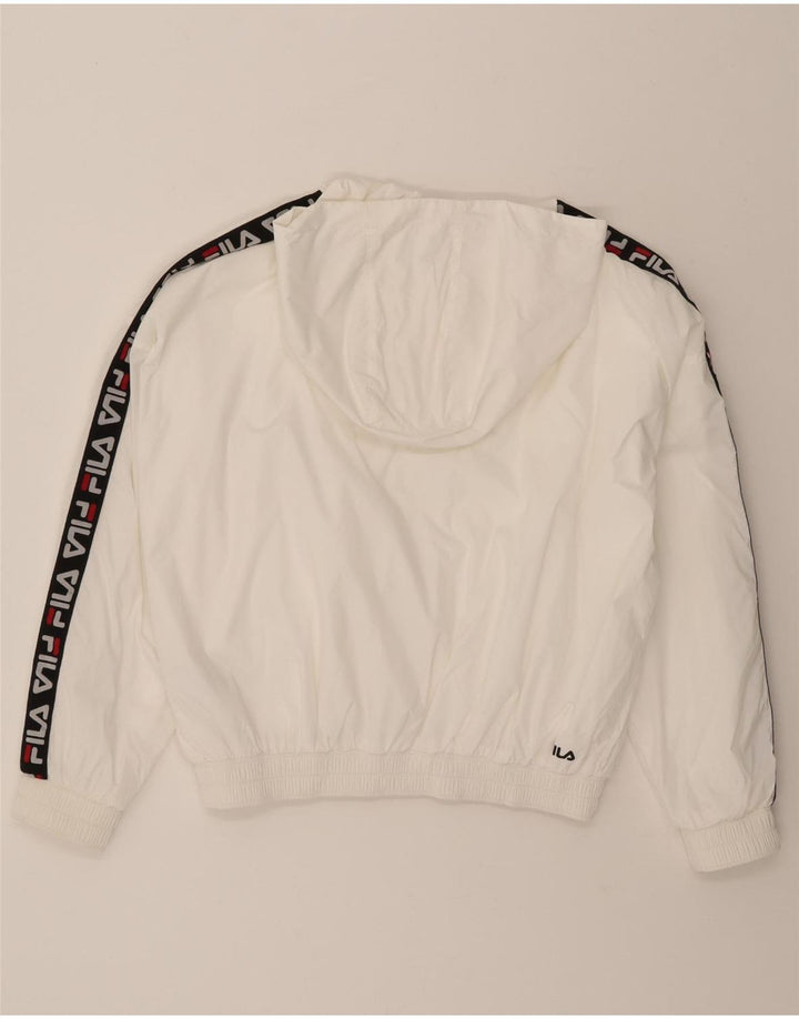 FILA Womens Graphic Tracksuit Top Jacket UK 14 Medium Off White Vintage Fila and Second-Hand Fila from Messina Hembry 