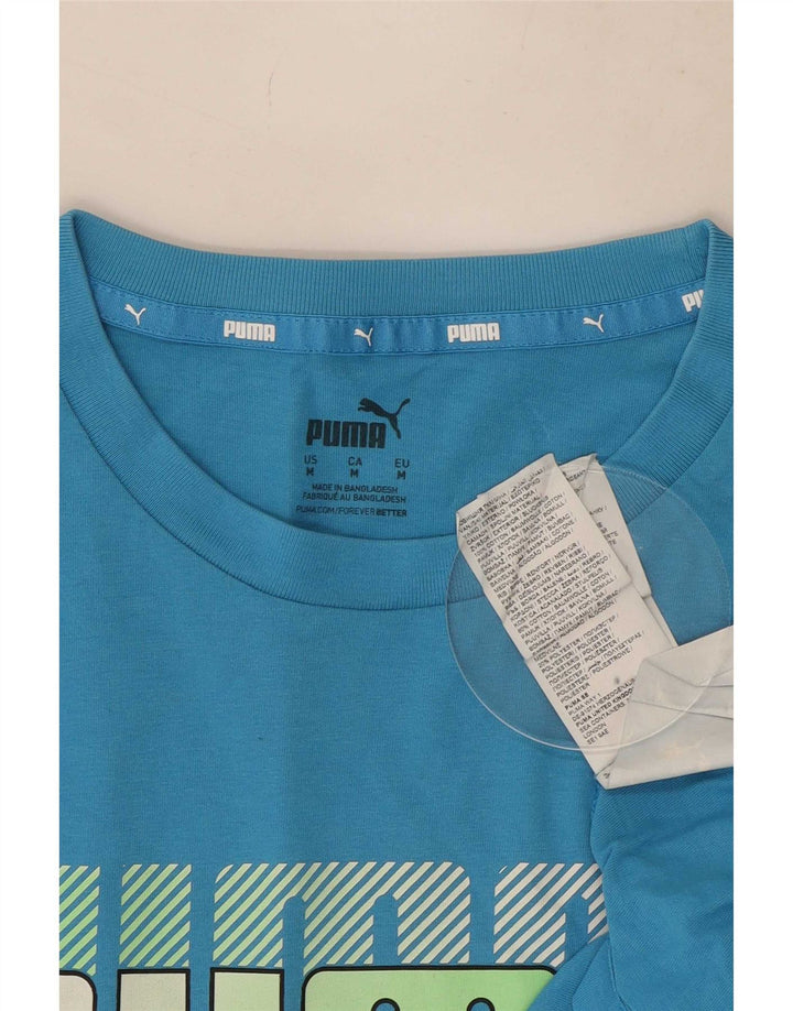 Puma Mens Graphic T-Shirt Top Medium Blue Cotton