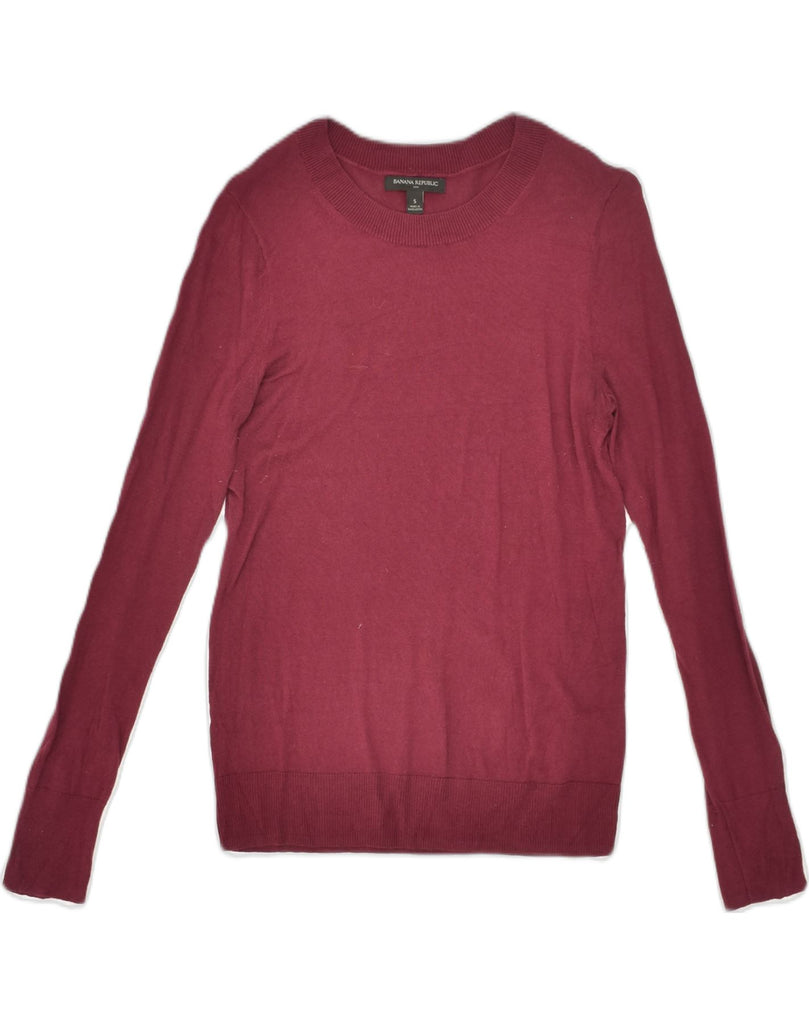 BANANA REPUBLIC Womens Crew Neck Jumper Sweater UK 10 Small Maroon Cotton | Vintage Banana Republic | Thrift | Second-Hand Banana Republic | Used Clothing | Messina Hembry 