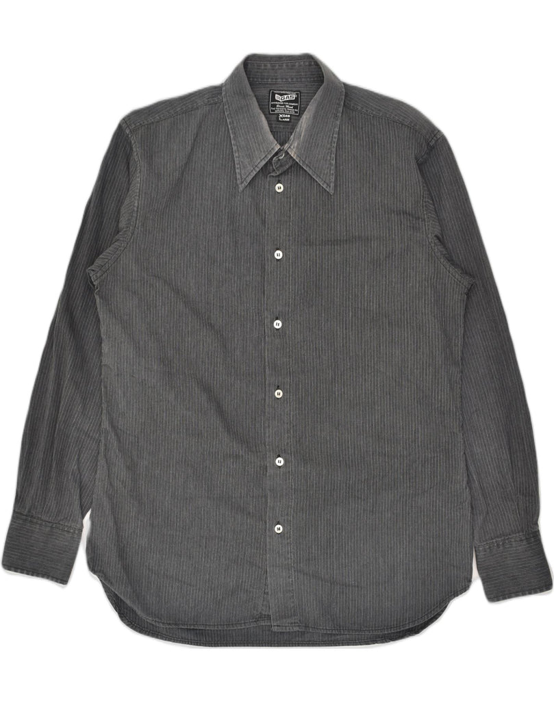 GAS Mens Slim Shirt XL Grey Pinstripe Cotton | Vintage Gas | Thrift | Second-Hand Gas | Used Clothing | Messina Hembry 