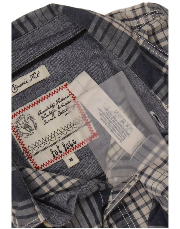 Fat Face Mens Classic Fit Shirt Medium Navy Blue Check Cotton