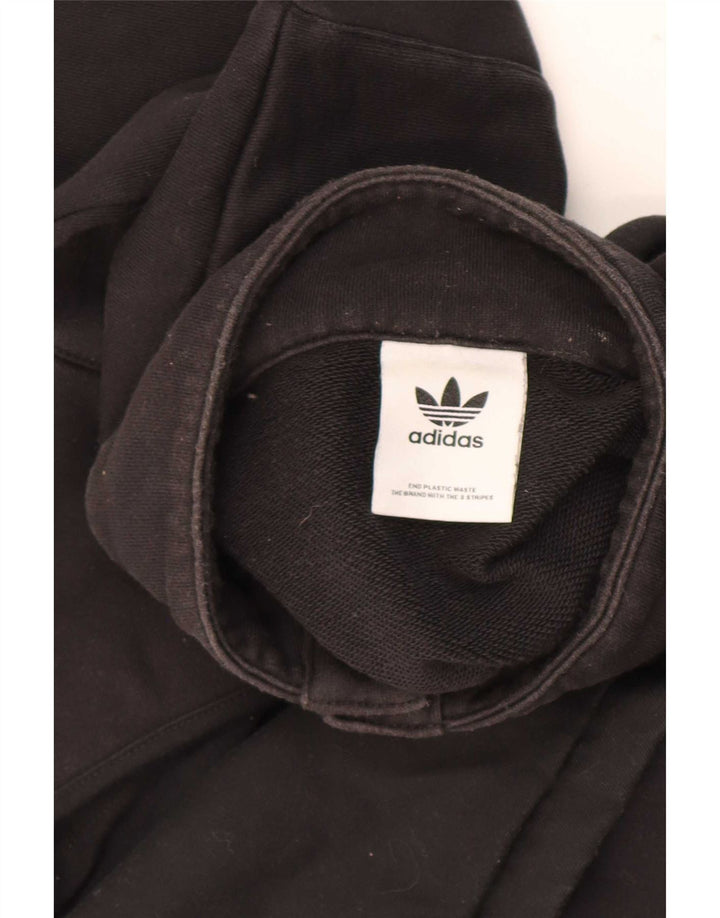 Adidas Mens Button Neck Sweatshirt Jumper Medium Black Cotton