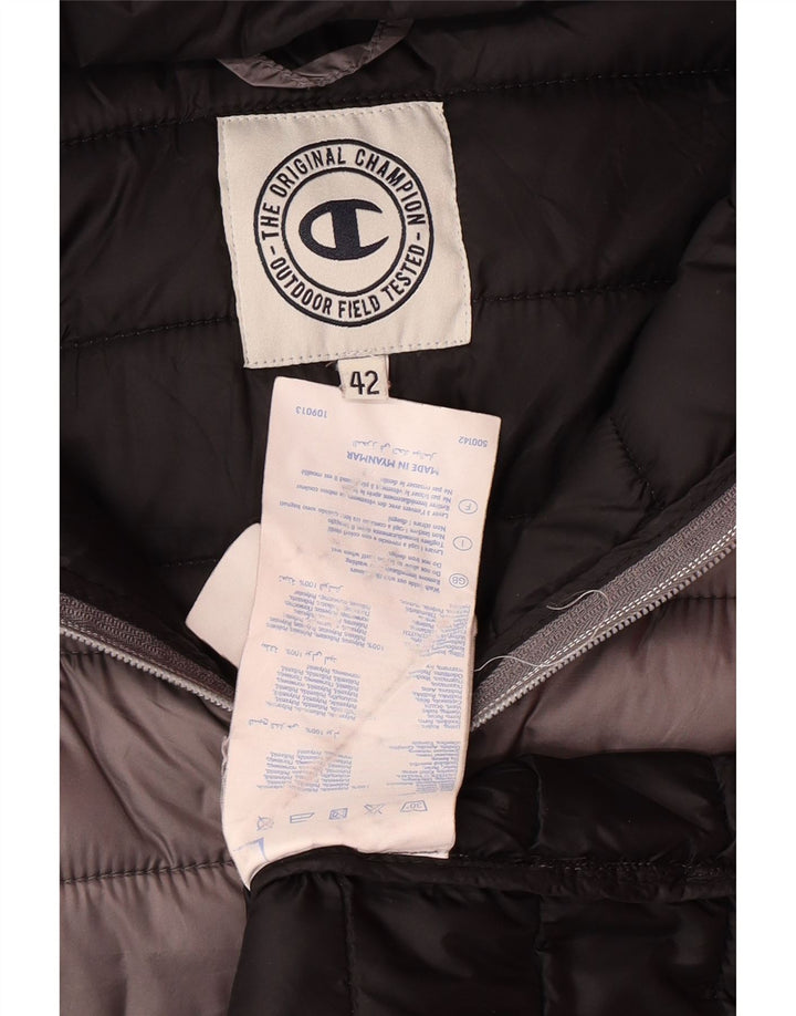CHAMPION Womens Hooded Padded Coat IT 42 Medium Grey Polyamide