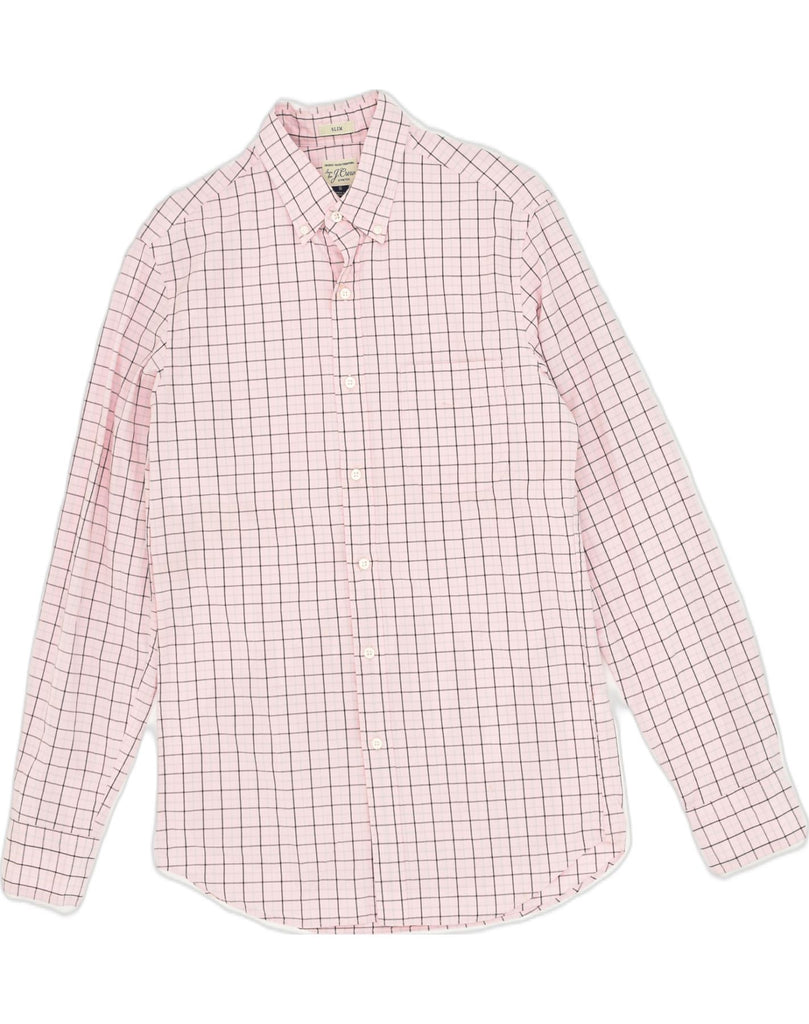 J. CREW Mens Slim Shirt Small Pink Check Cotton | Vintage J. Crew | Thrift | Second-Hand J. Crew | Used Clothing | Messina Hembry 