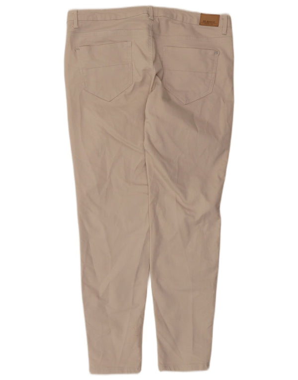 Zara Womens Slim Casual Trousers EU 44 XL W34 L28 Off White Cotton