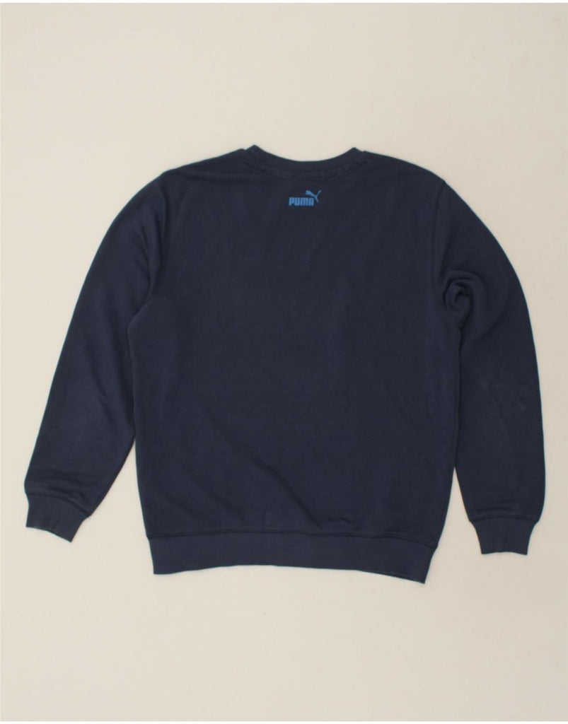 PUMA Mens Graphic Sweatshirt Jumper Medium Navy Blue Cotton | Vintage Puma | Thrift | Second-Hand Puma | Used Clothing | Messina Hembry 