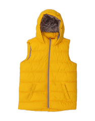 BENETTON Boys Hooded Padded Gilet 10-11 Years XL Yellow Polyester