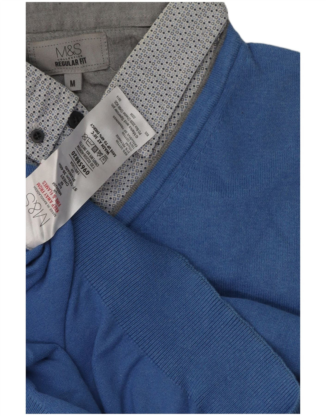 Marks & Spencer Mens Polo Neck Jumper Sweater Medium Blue Classic