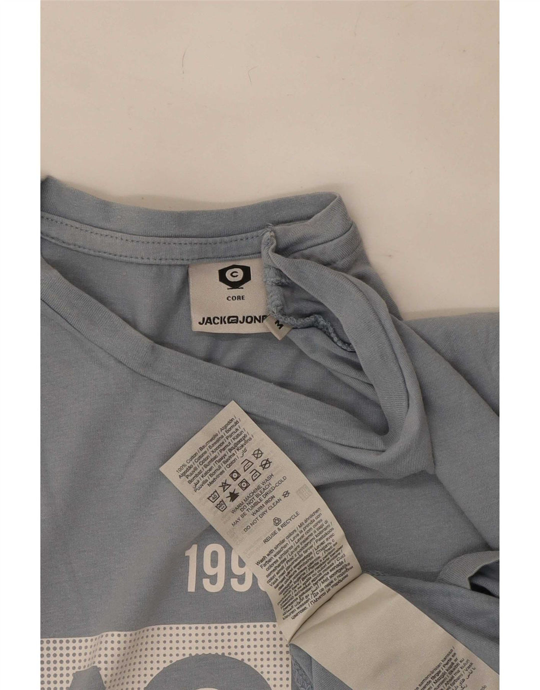 Jack & Jones Mens Graphic T-Shirt Top Medium Blue Cotton
