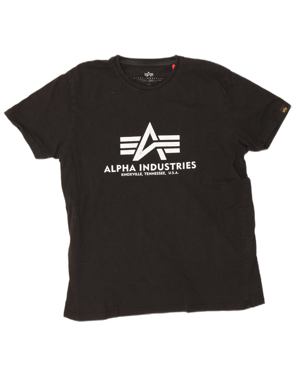 Alpha Industries Womens Graphic T-Shirt Top UK 16 Large Black Cotton