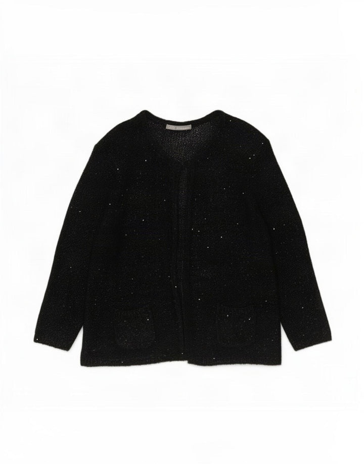 Marks & Spencer Womens Cardigan Sweater UK 14 Large Black Flecked Polyester
