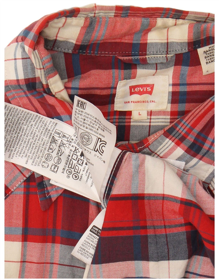 LEVI'S Mens Flannel Shirt Large Red Check Cotton