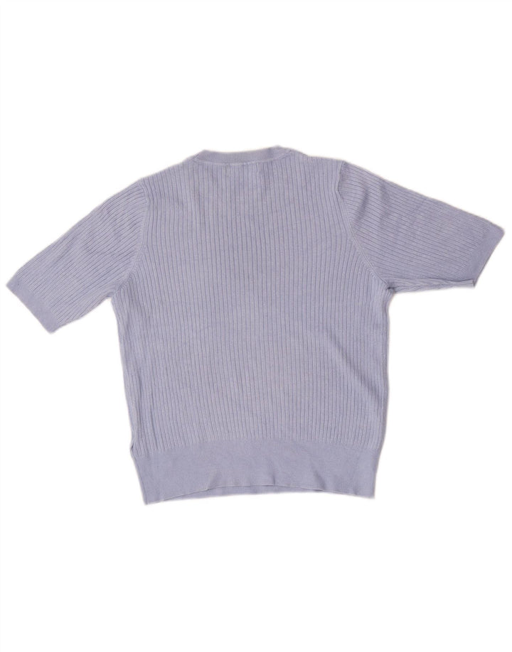 Marks & Spencer Womens Crew Neck Jumper Sweater UK 14 Large Blue Viscose