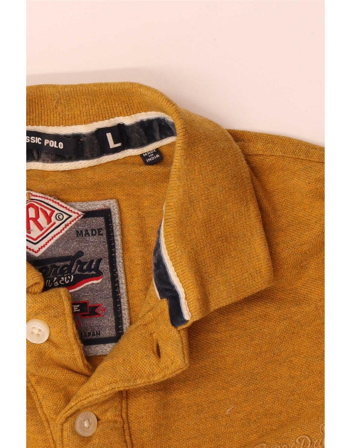 Superdry Mens Polo Shirt Large Yellow Cotton