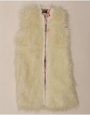 JAYLEY Womens Longline Faux Fur Gilet UK 16 Large Off White