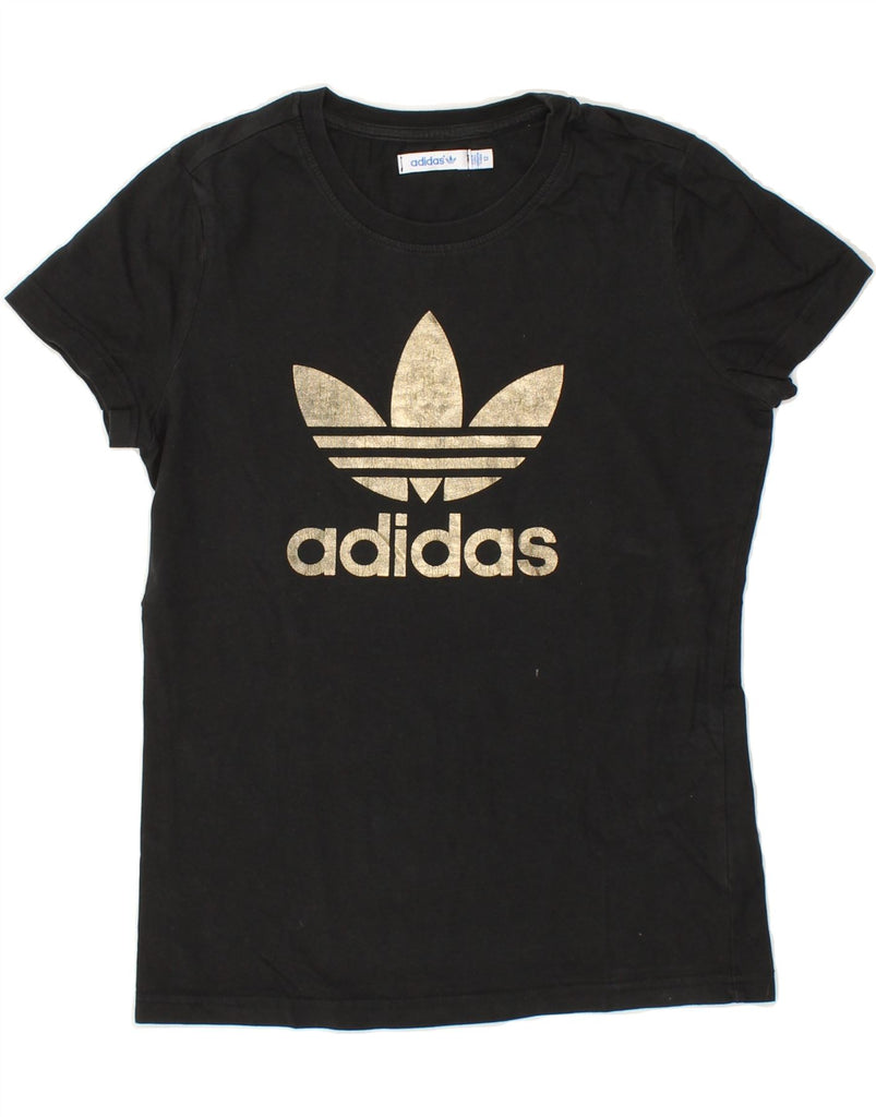 ADIDAS Womens Graphic T-Shirt Top UK 12 Medium Black Cotton Vintage Adidas and Second-Hand Adidas from Messina Hembry 