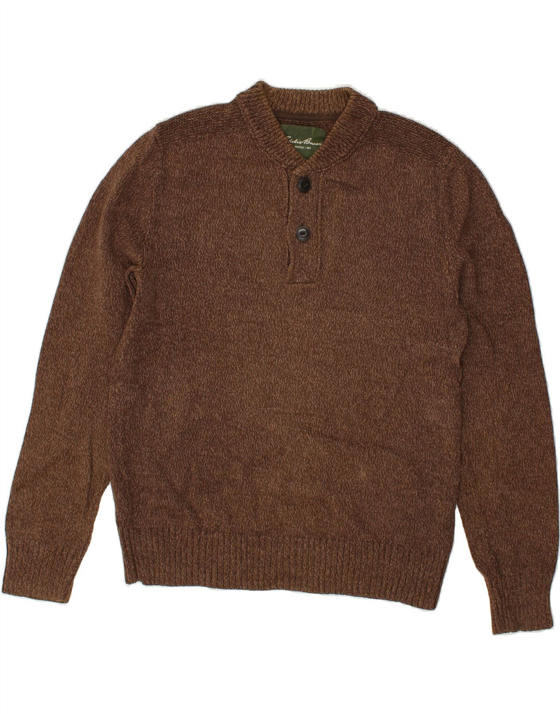 EDDIE BAUER Mens V-Neck Jumper Sweater Medium Brown Flecked Cotton | Vintage Eddie Bauer | Thrift | Second-Hand Eddie Bauer | Used Clothing | Messina Hembry 