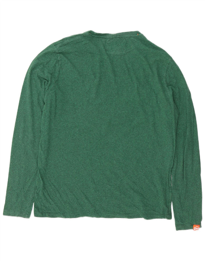 Superdry Mens Top Long Sleeve 2XL Green Flecked