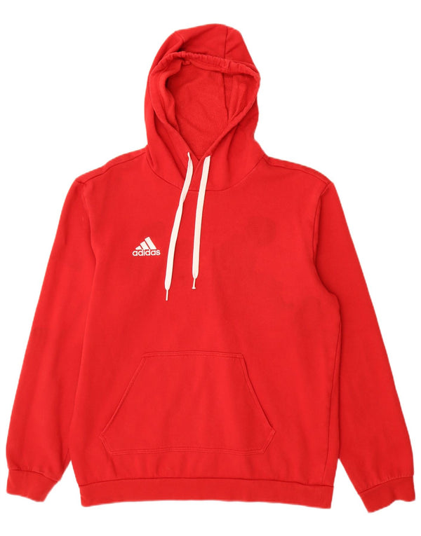 Adidas Mens Hoodie Jumper Medium Red Cotton