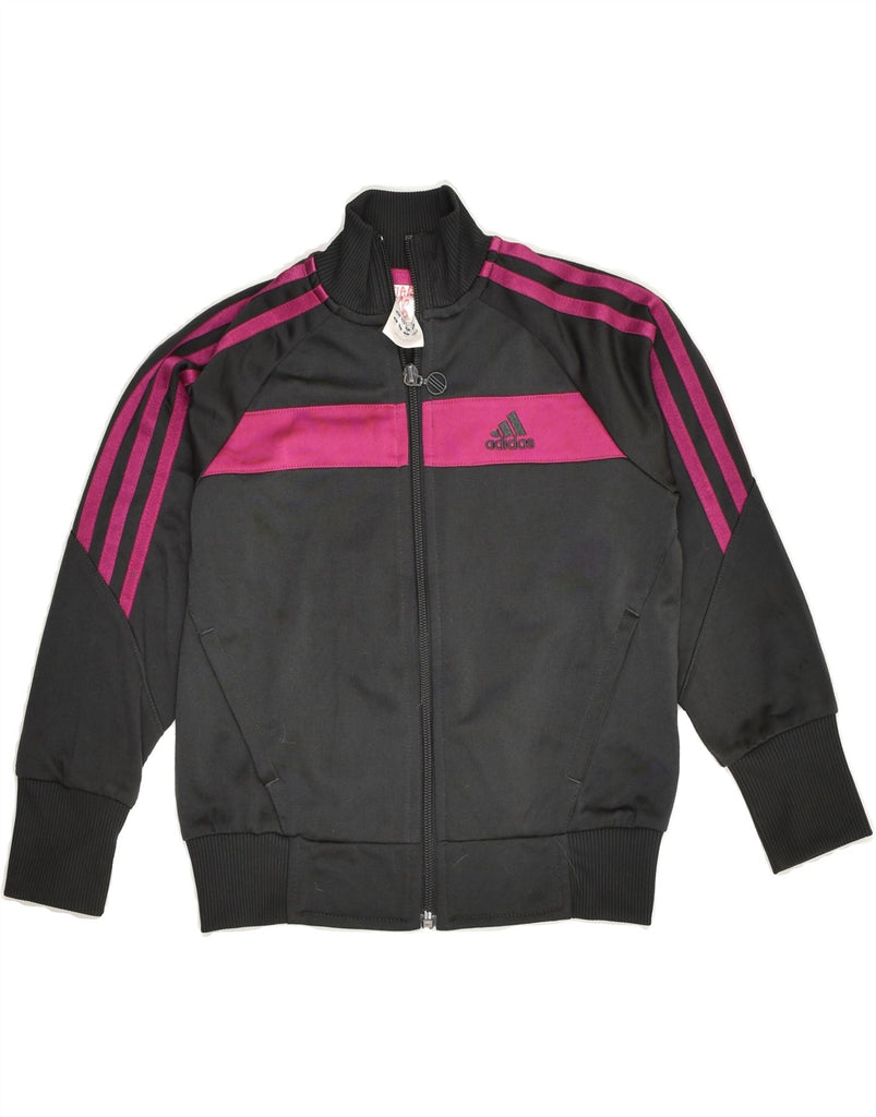 ADIDAS Girls Graphic Tracksuit Top Jacket 5-6 Years Black Striped | Vintage Adidas | Thrift | Second-Hand Adidas | Used Clothing | Messina Hembry 