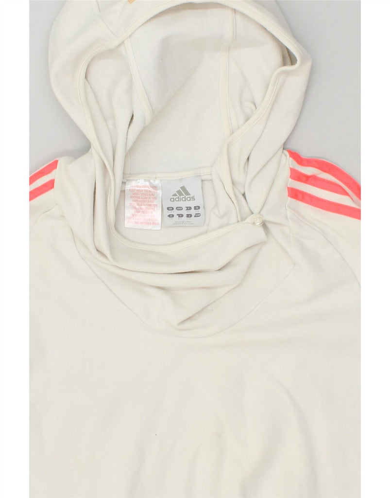 ADIDAS Girls Hoodie Jumper 15-16 Years White Cotton Vintage Adidas and Second-Hand Adidas from Messina Hembry 