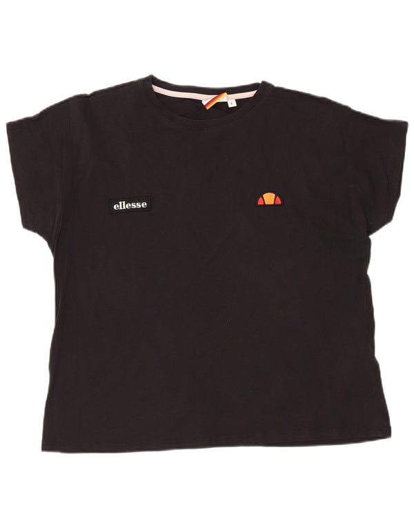ELLESSE Womens Heritage T-Shirt Top UK 14 Large Black Cotton