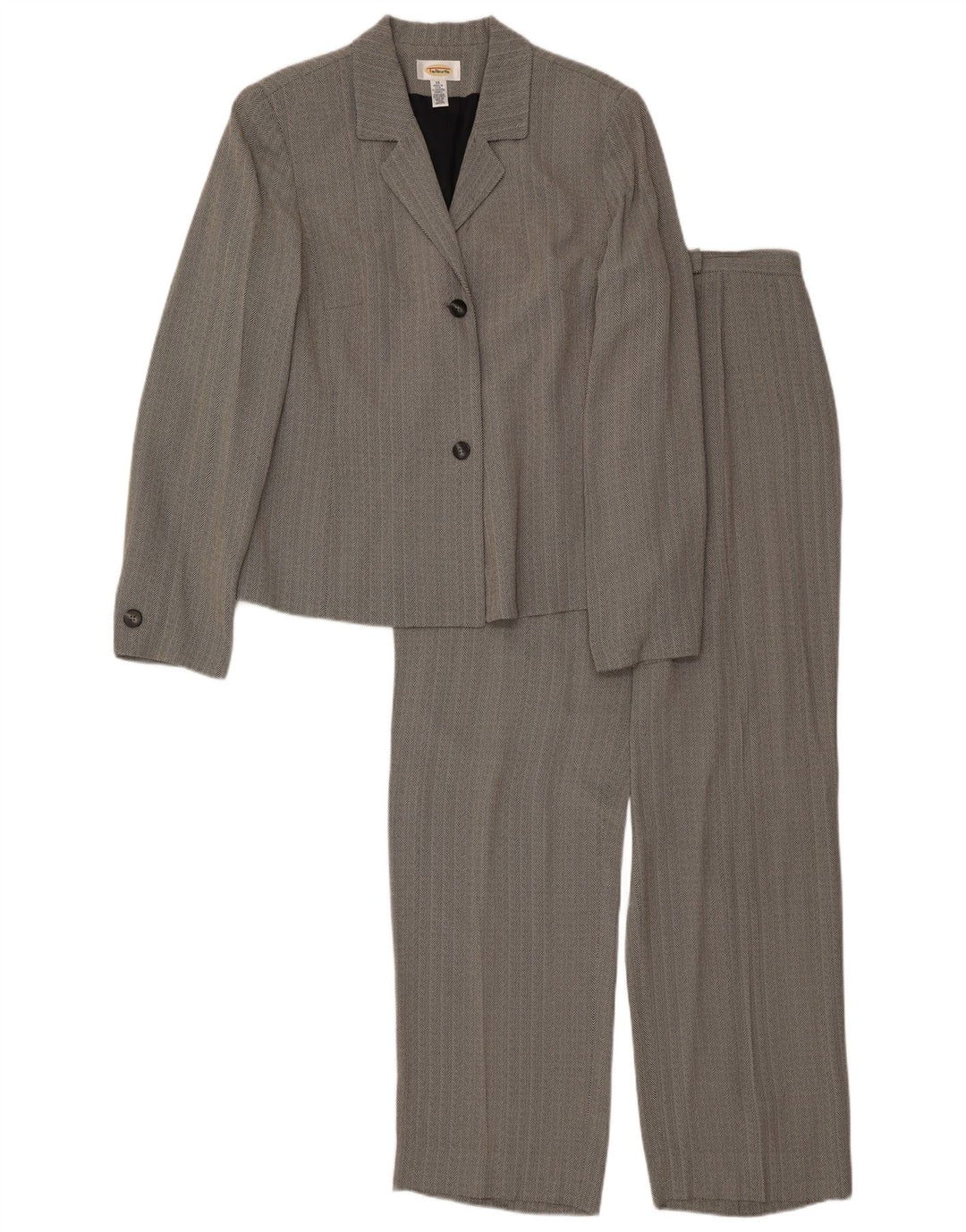 Talbots Womens 2 Button 2 Piece Set UK 16 Large W34 L30 Grey Herringbone