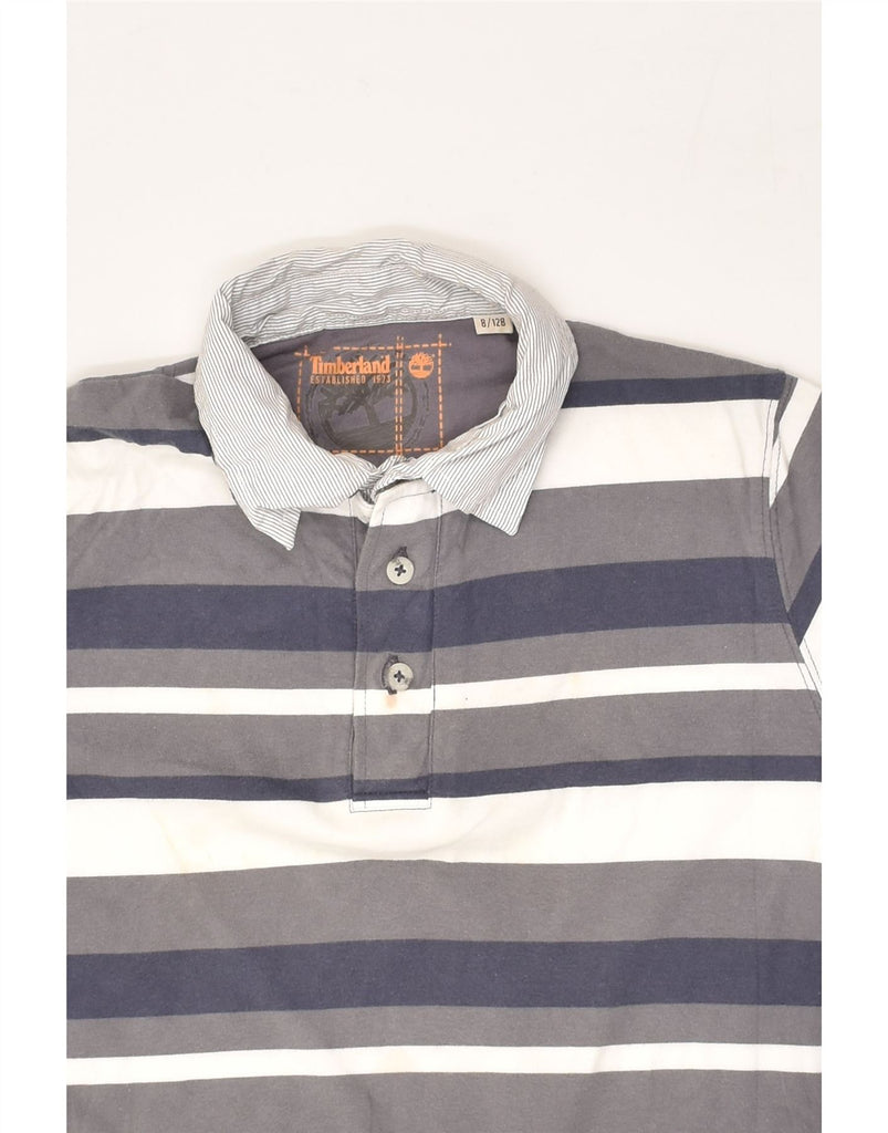 TIMBERLAND Boys Polo Shirt 7-8 Years Grey Striped Cotton | Vintage Timberland | Thrift | Second-Hand Timberland | Used Clothing | Messina Hembry 