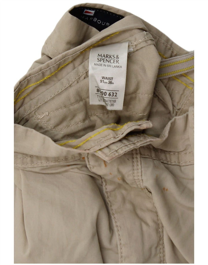 Marks & Spencer Mens Blue Harbour Cargo Shorts W36 Large Beige Cotton