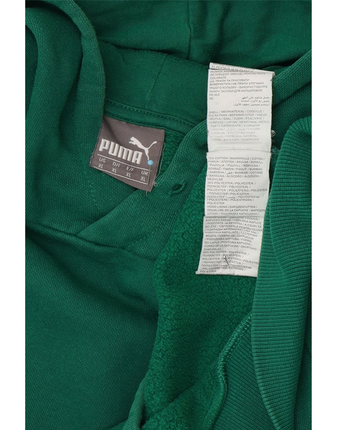 PUMA Mens Hoodie Jumper XL Green Cotton