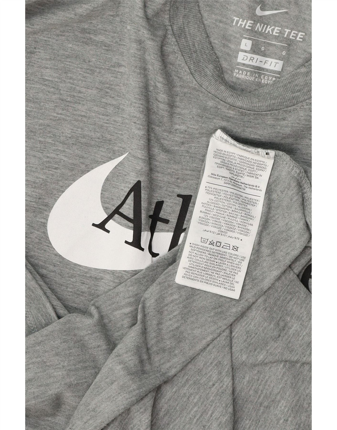 NIKE Mens Dri Fit Graphic T-Shirt Top Large Grey Polyester