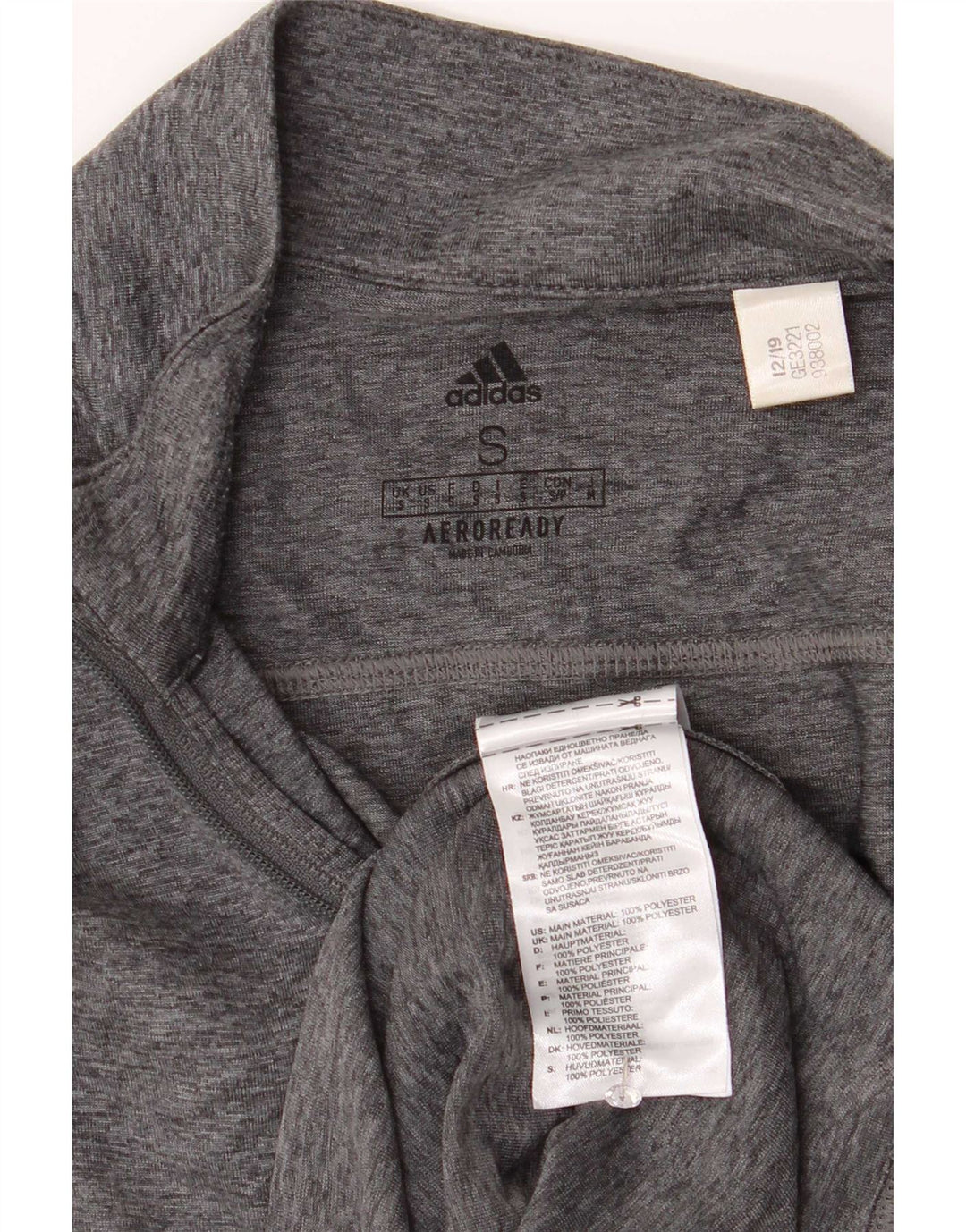 Adidas Mens Aeroready Zip Neck Top Long Sleeve Small Grey Flecked Polyester