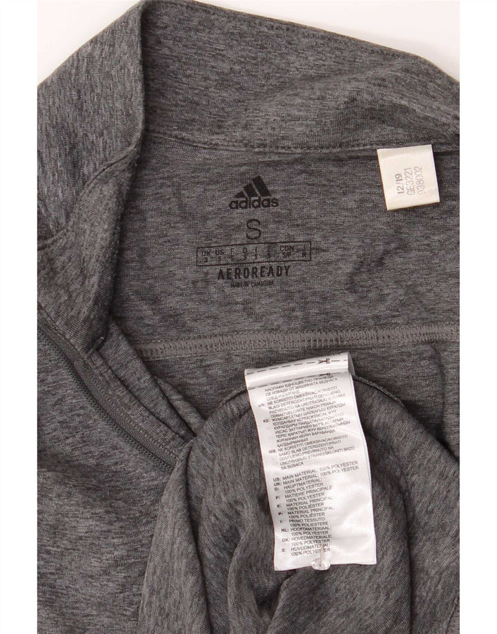 Adidas Mens Aeroready Zip Neck Top Long Sleeve Small Grey Flecked Polyester