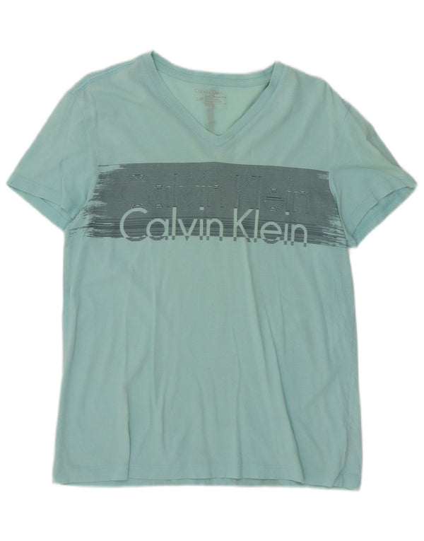 Calvin Klein Womens Graphic T-Shirt Top UK 10 Small Green Cotton
