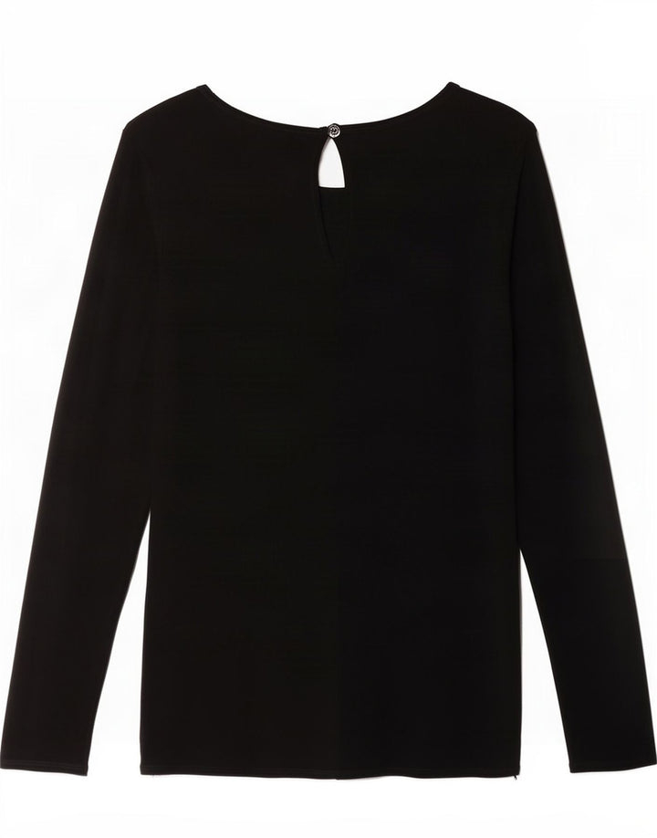 Trussardi Jeans Womens Top Long Sleeve IT 44 Medium Black Viscose