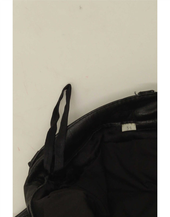 Vintage Mens Straight Leather Trousers W31 L30 Black