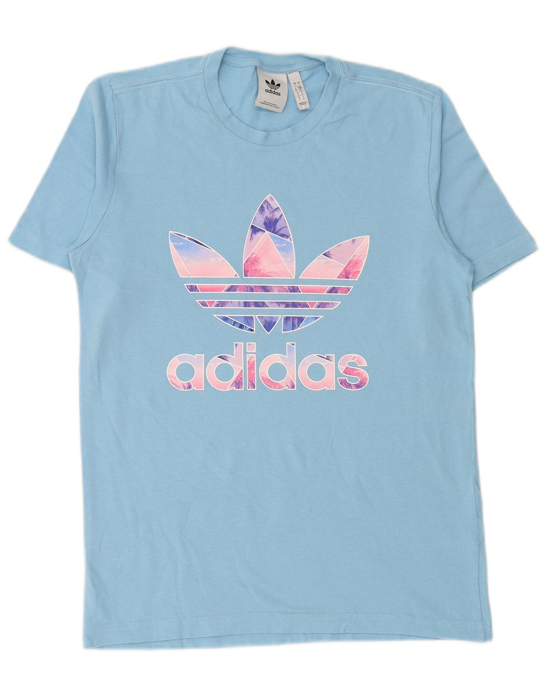 ADIDAS Mens Graphic T-Shirt Top Small Blue Cotton