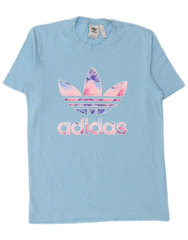 ADIDAS Mens Graphic T-Shirt Top Small Blue Cotton