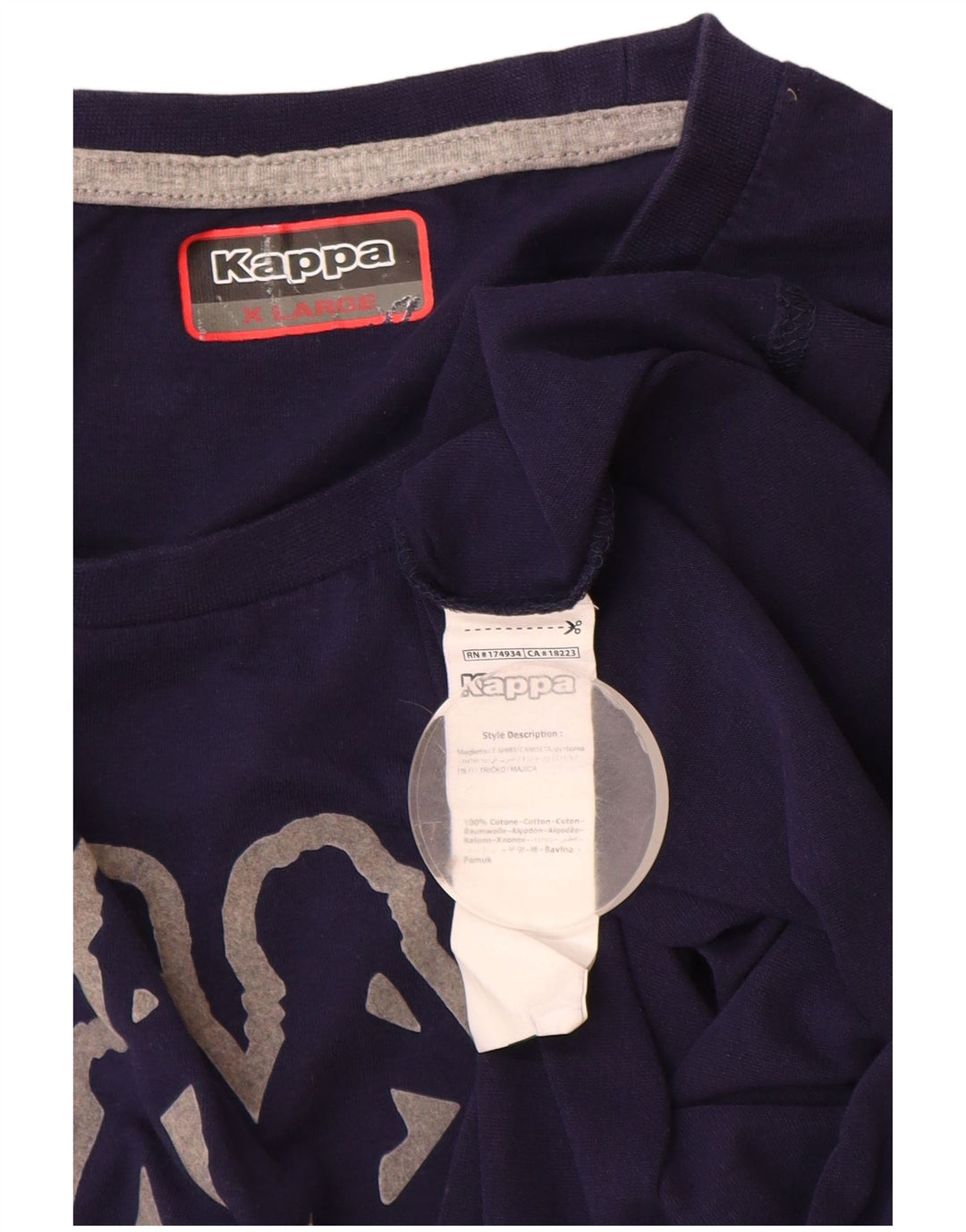 Kappa Mens Graphic Top Long Sleeve XL Navy Blue Cotton