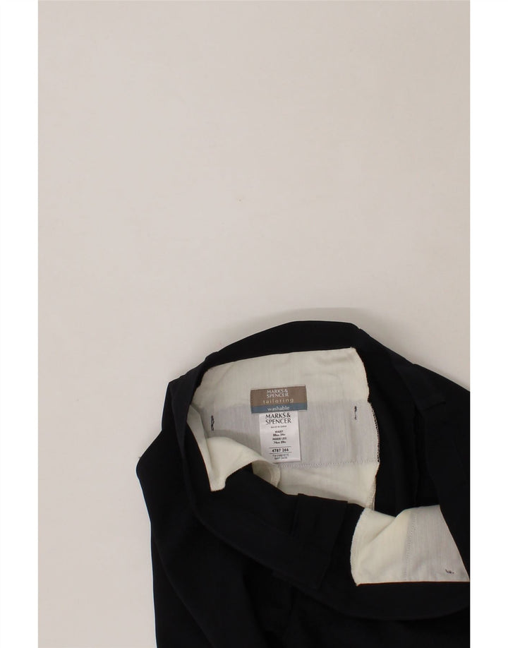 MARKS & SPENCER Mens Straight Chino Trousers W34 L29 Navy Blue Polyester Vintage Marks & Spencer and Second-Hand Marks & Spencer from Messina Hembry 