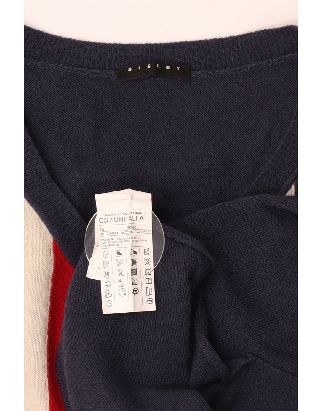 Sisley Womens England Oversized Vest Tank Top One Size Blue Wool
